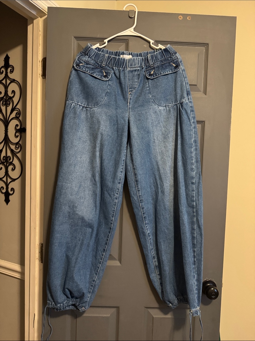Relaxed Boyfriend Denim Joggers - Blue